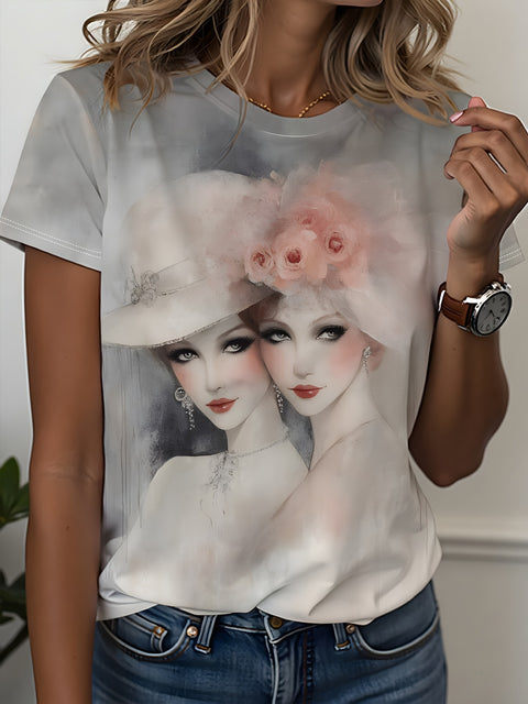 Women's Crew Neck Short Sleeve Casual Fashion Top m302607