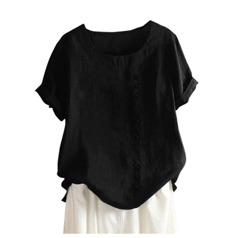 T-shirt ample en coton et lin pour femme, vêtement en coton et lin m300111 