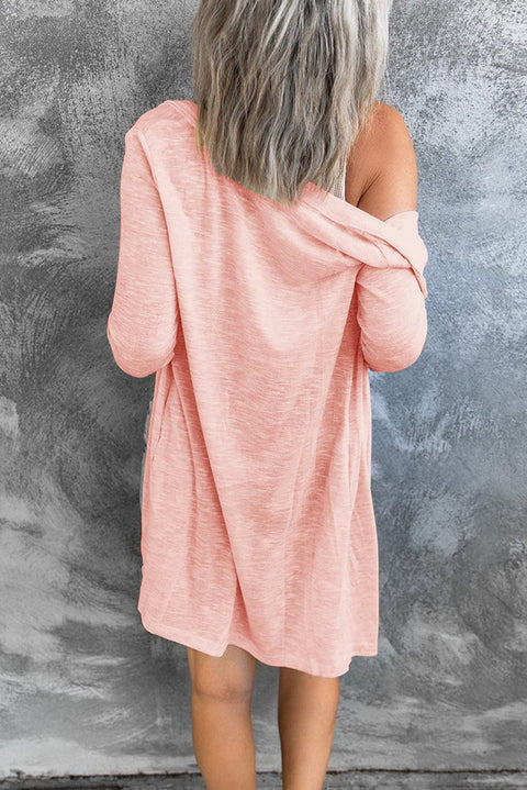 Long button solid color casual long sleeved cardigan women's m300020