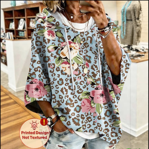 Hooded seven-quarter sleeve loose shoulder drawstring hoodie fashion women's clothing m303062