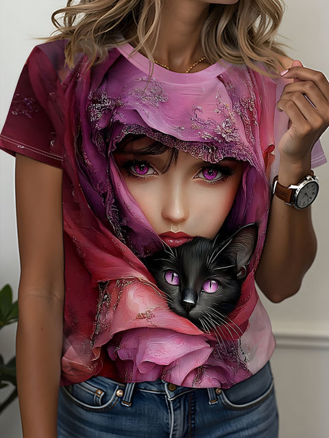 Women's Crew Neck Short Sleeve Casual Fashion Top m302607