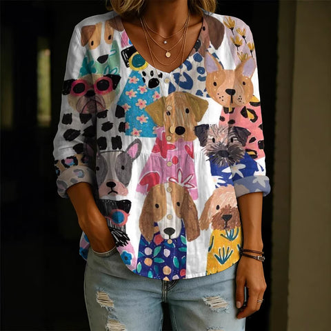 Crew neck women's flower 3D printed top m303179