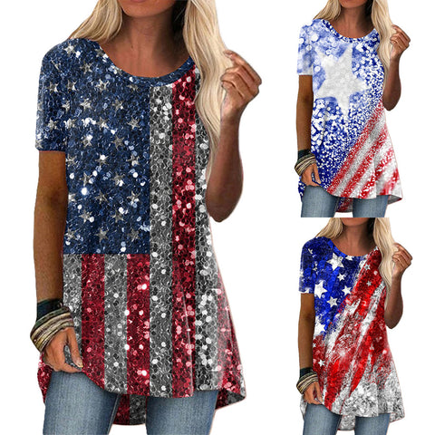 Casual ethnic style retro printed short-sleeved T-shirt m302728