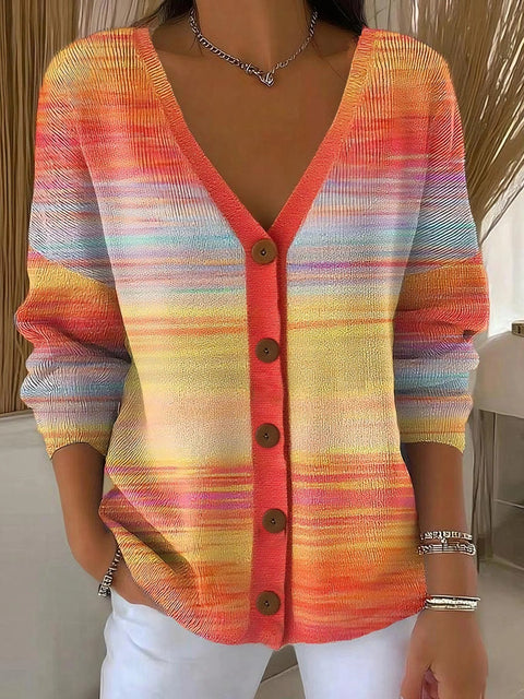 3D Digital Printed Women's Shoulder Cardigan Sweater FF303400