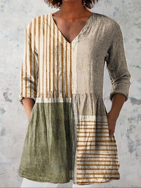 V-neck medium-sleeved T-shirt loose and casual new fashion women's top FF303377