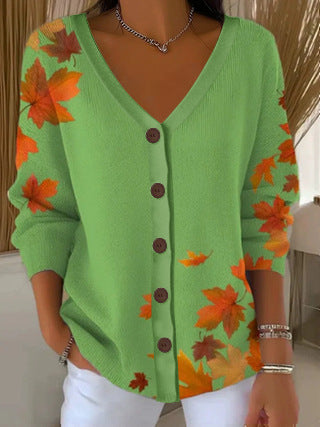 3D Digital Printed Women's Shoulder Cardigan Sweater FF303400