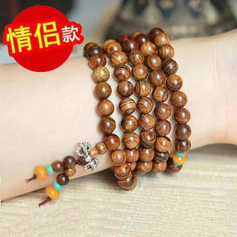 Natürliches vietnamesisches Huanghuali-Armband mit 108 Buddha-Perlen, Lotusarmband aus Palisander, duftendes Wenwan-Holzarmband m3331302