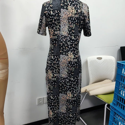 Kurzarm-Blumenkleid im Retro-Stil mit Print für Damen, m301445 