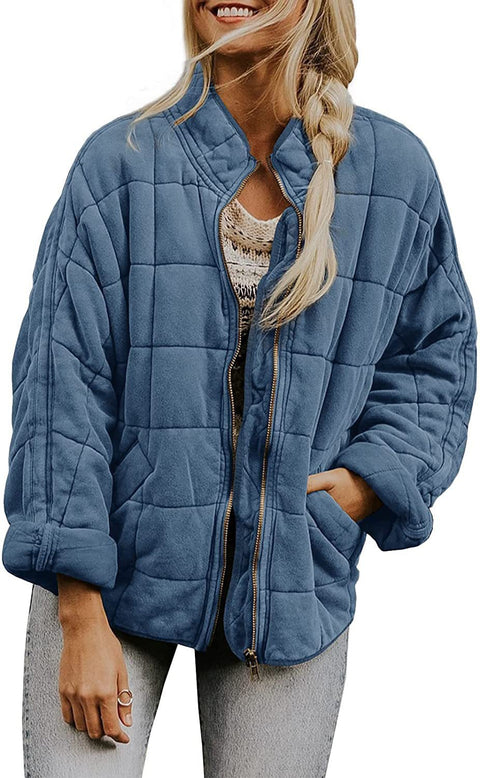 Stand-up collar cotton-padded jacket loose long-sleeved pocket jacket m303241