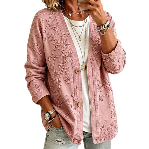 Women's New Flower Stems Printed Women's Fashion Windbreaker Top FF303283