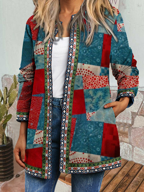 Autumn and winter retro ethnic style print jacket cardigan m303251 02