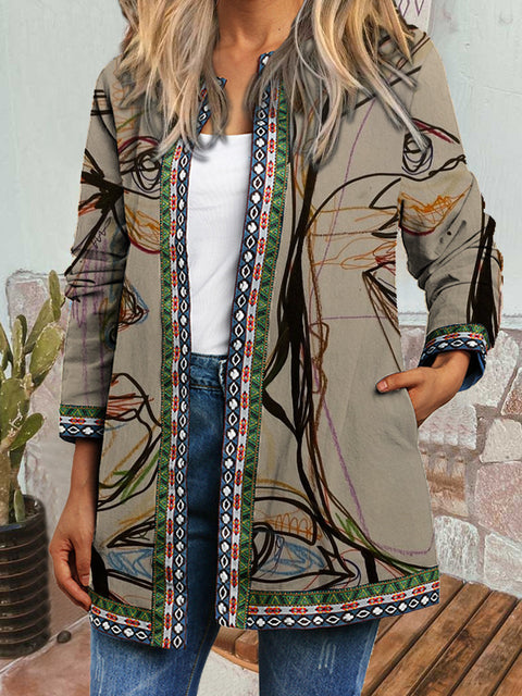 Autumn and winter retro ethnic style print jacket cardigan m303251 05