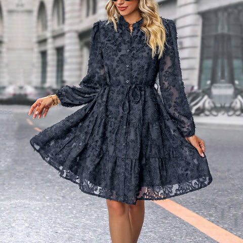 Elegant Lace Long Sleeve Dress m302104