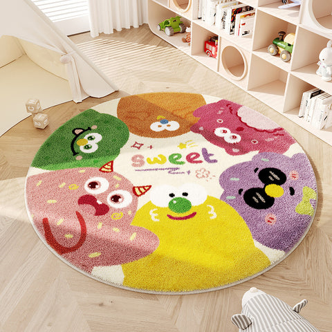 Cartoon Monster Nachahmung Kaschmir Teppich Runde Nacht Teppich Hängenden Korb Rotierenden Stuhl Boden Matte M3331026
