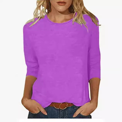 Einfarbiges T-Shirt mit Rundhalsausschnitt und Aufdruck m300770 