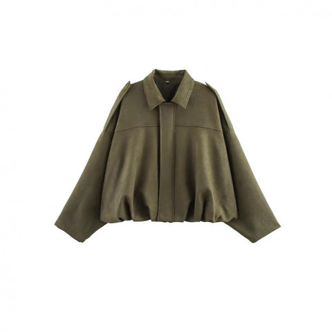 Fashion suede textured effect bomber jacket jacket top m302116