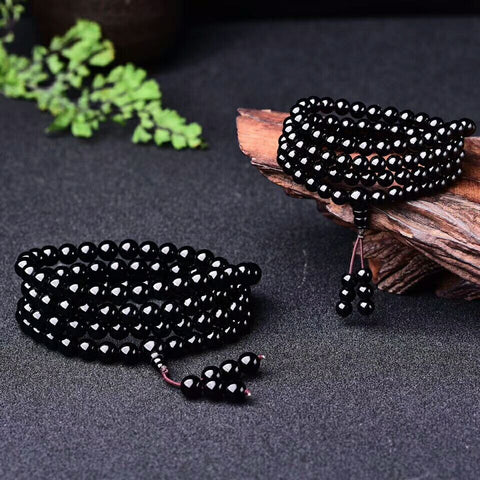 Armband aus natürlichem Obsidian mit 108 Perlen m3331285