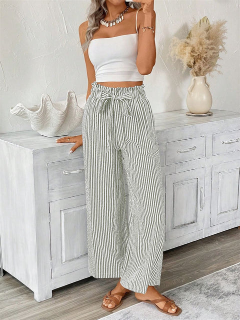 Pantalon droit élégant et décontracté à rayures pour femme m301455 
