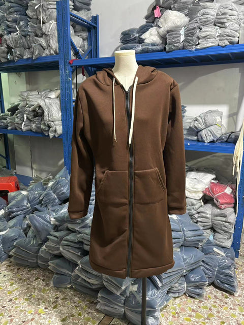 Women's medium and long hooded long-sleeved sweater women's winter m302342