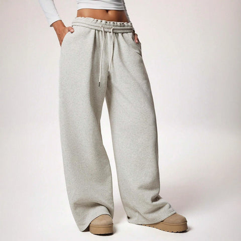 Women's autumn and winter rubber band velvet loose wide-leg sports casual trousers m301677