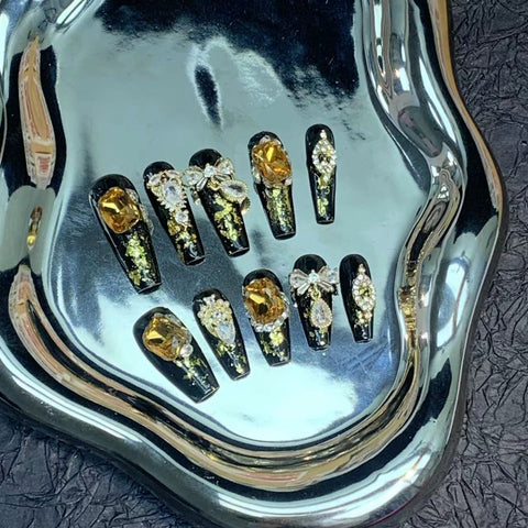 Schwere Industrie Luxus Legierung K9 Zirkon Dame Nail art Königin Zepter Nagel Aufkleber m3331208
