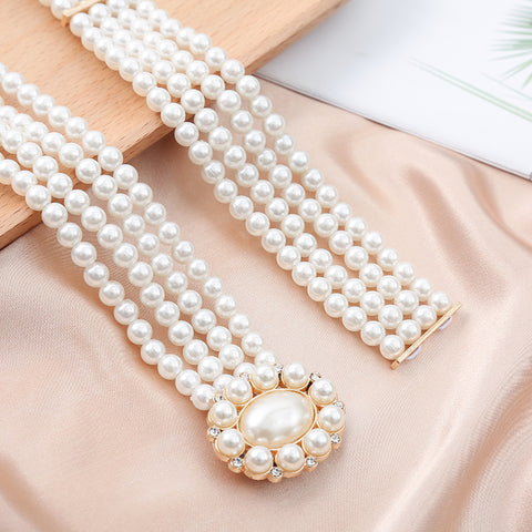 Damen Kette Perlen Strass mit Gürtel M3331056
