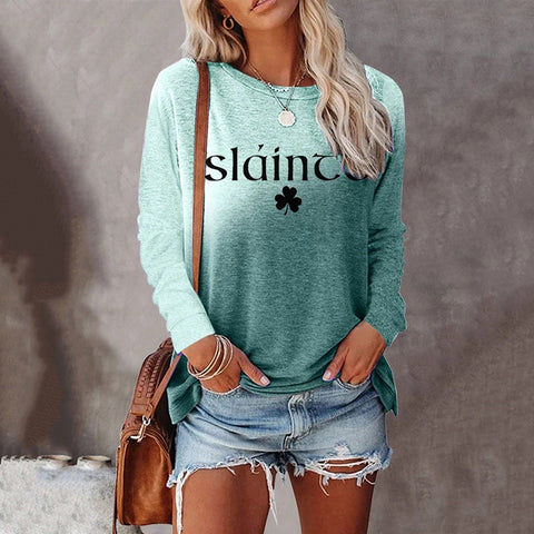 Digitaldruck Langarm-Herbst-T-Shirt Damen Farbwechsel-T-Shirt Damen m300755 