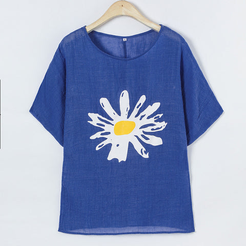 T-shirt ample à col ras du cou et manches mi-longues pour femme, imprimé, m300917 