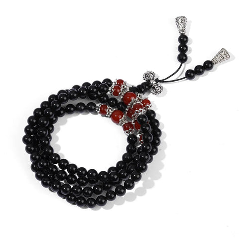 Obsidianarmband 108 Buddha-Perlen, mehrkreisiges Armband, sechsstelliges Mantra, Tigerauge-Stein, Schmuck für männliche und weibliche Paare m3331315