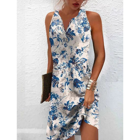 Women's vest dress fashion print slim long skirt m300024