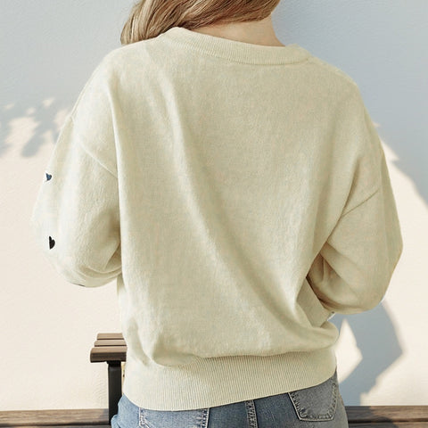 Autumn women's love crew neck sweater women's m300619