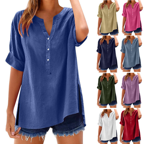 Chemise boutonnée en lin, haut décontracté et ample, m301356 