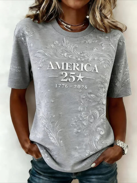 Digital Printed Casual Women's Crew Neck T-Shirt m302372