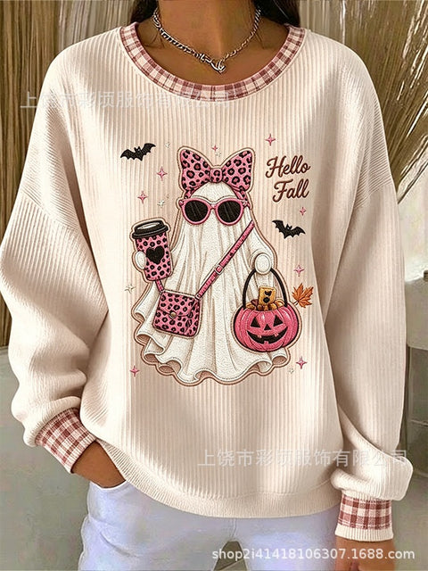 Women's autumn drop shoulder crew neck sweatshirt 3D digital print crew neck FF303475