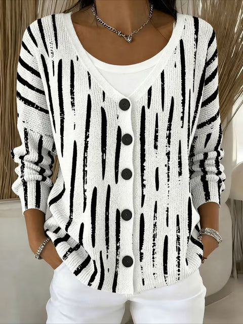 Autumn and winter European size 3D digital printing women's shoulder cardigan sweater FF303406 02