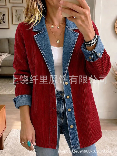 3D printed women's cardigan imitation denim blazer FF303337
