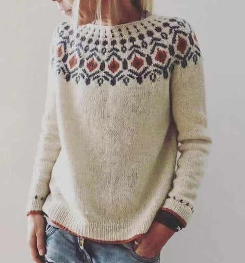 Rundhalsausschnitt, farblich passender, lockerer, modischer Pullover, Strickpullover m300485 