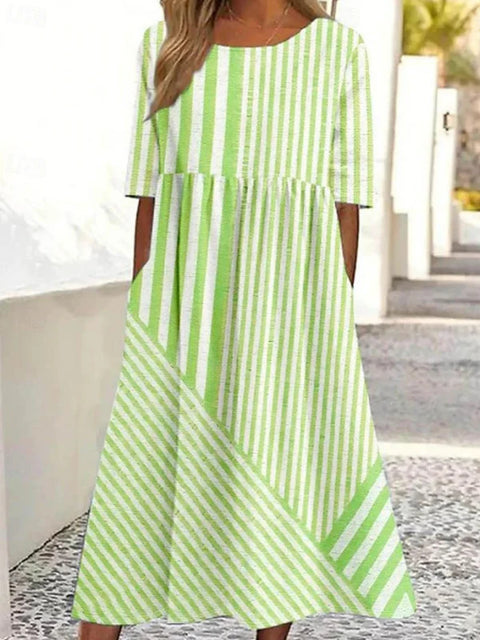 Loose fashion premium V-neck print dress m302742