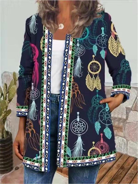 Autumn and winter retro ethnic style print jacket cardigan m303251 01