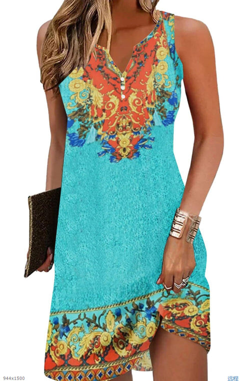 Small Suspender Sexy Sleeveless Printed Dress m303189