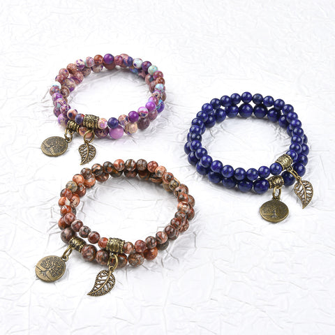 Baum des Lebens Blatt Anhänger Set Armband Bunte Tiger Auge Amethyst Achat Armband m3331289