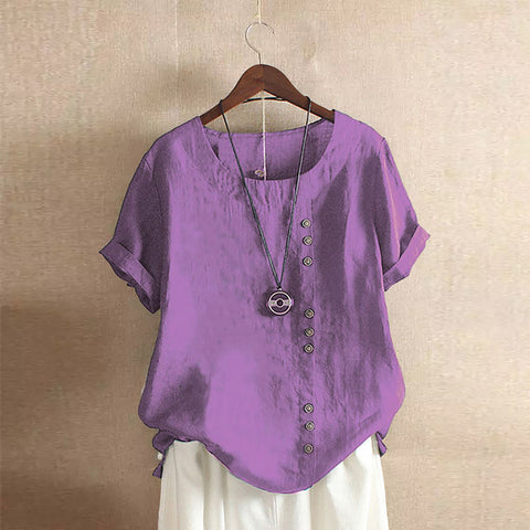 T-shirt ample en coton et lin pour femme, vêtement en coton et lin m300111 
