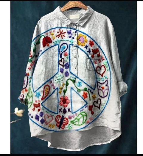 Lässiges Damen-T-Shirt mit Rundhalsausschnitt und lockerem Druck in großen Größen m301283 