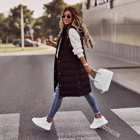 Einfarbige einreihige mittellange und lange Baumwolljacke mit Kapuze, Weste, Oberteil m300568 