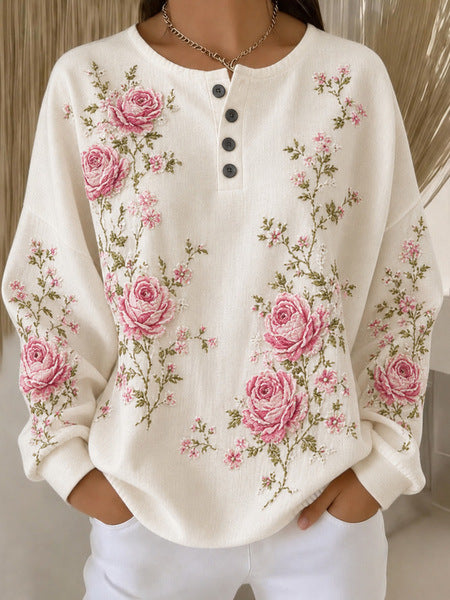 Waffle Top Waffle Long Sleeve Crew Neck Henry Sweater FF303390