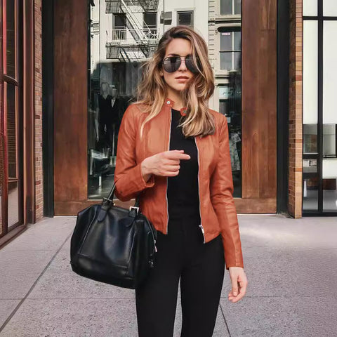 Autumn and winter women's fashion leather PU suit jacket m301933