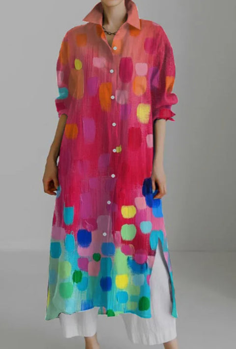 Casual abstract 3D printing autumn and winter long sleeve slit lining m303182