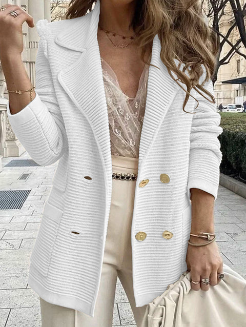 Short Textured Casual Top Long Sleeve Jacket Autumn and Winter New Women's M301625
