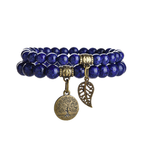Baum des Lebens Blatt Anhänger Set Armband Bunte Tiger Auge Amethyst Achat Armband m3331289