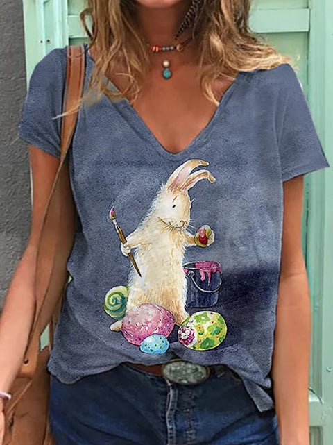 Spring new rabbit pattern printed short-sleeved crew neck T-shirt m302418